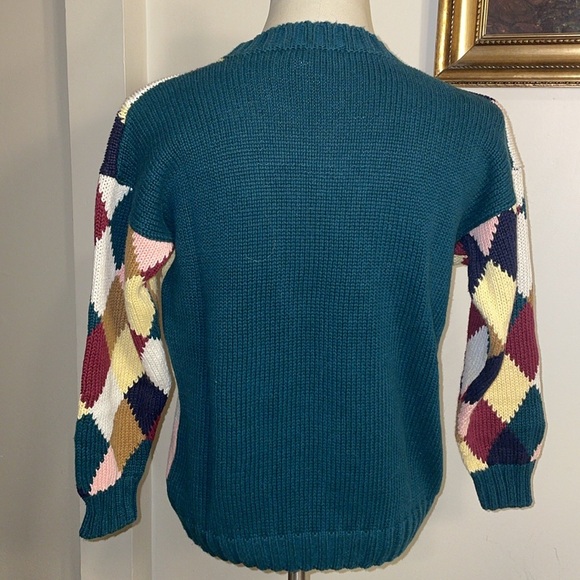 The Limited Vintage Argyle Ramie/Cotton Blend chunky sweater.  Heavyweight. M/L - Picture 3 of 12